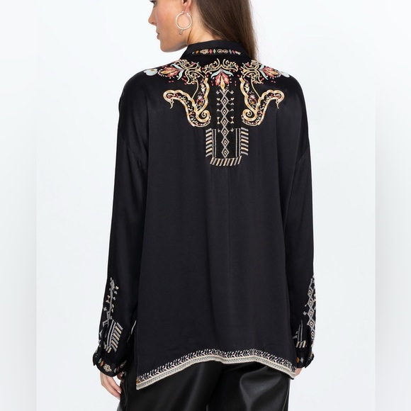 Johnny Was Tandit Blouse Black Embroidered Top - Picture 2 of 14